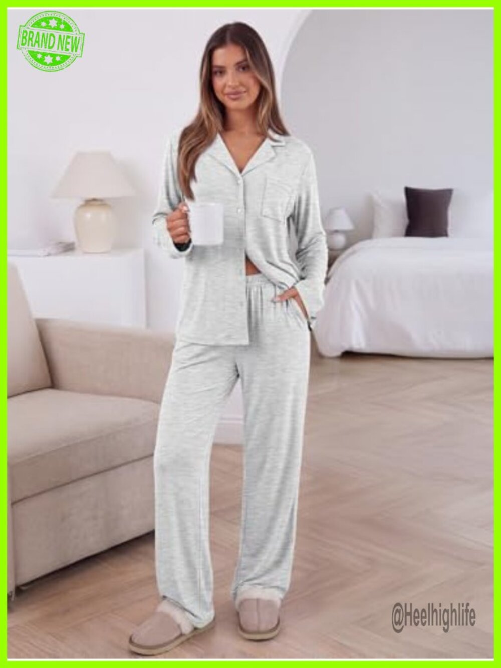 2 Piece Soft Lounge Pajama Set Button Up Pockets Sleepwear - Picture 5 of 6